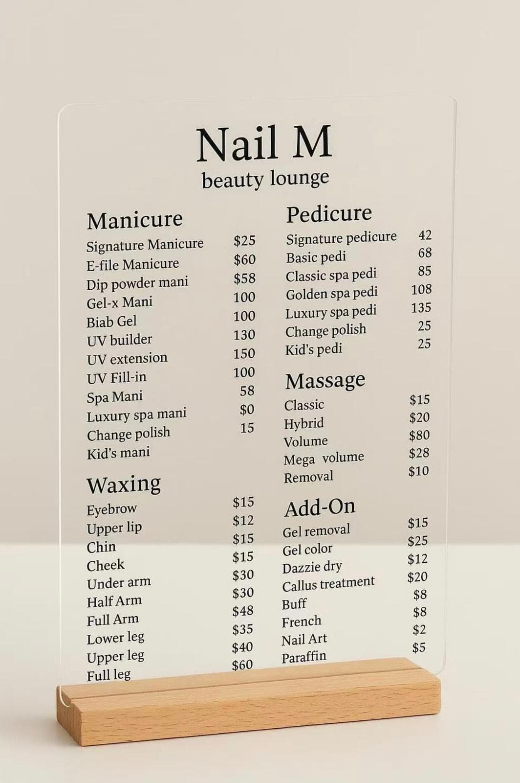 亚加力价目表定制